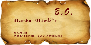 Blander Olivér névjegykártya